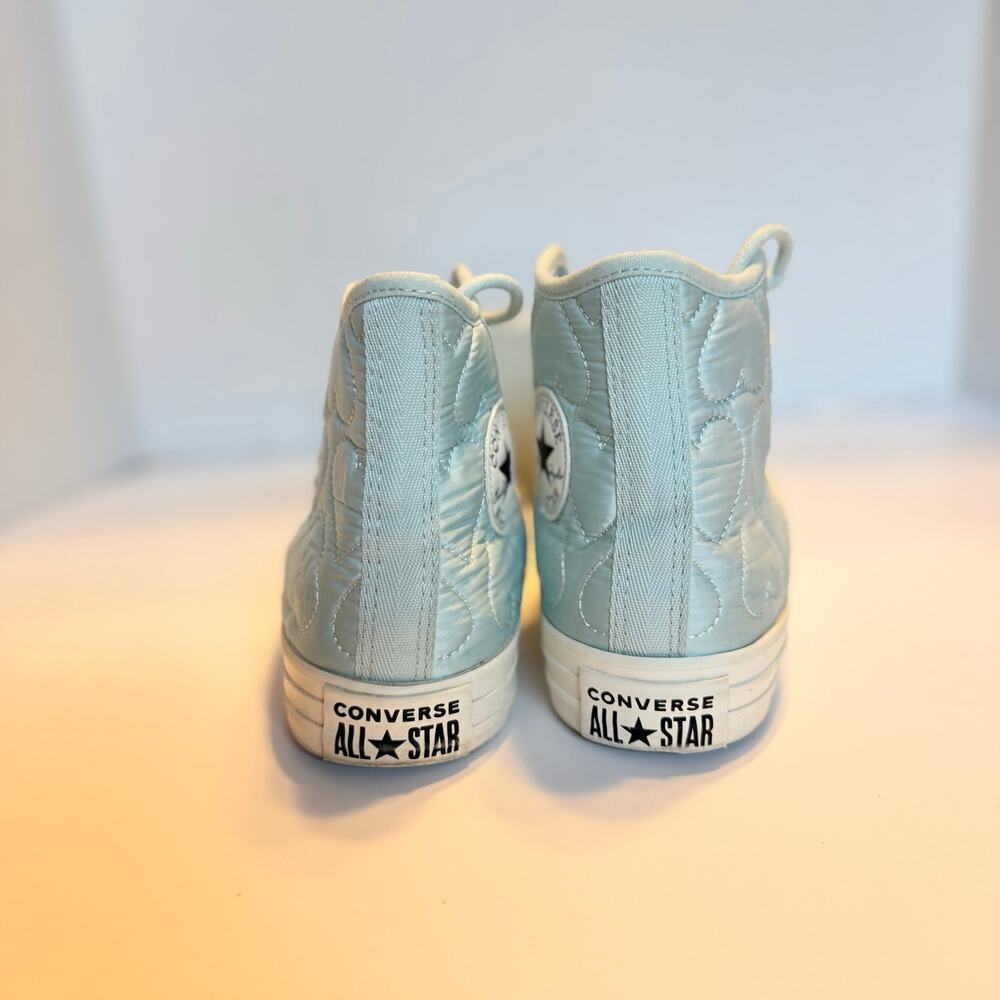 Converse Chuck Taylor High Top light Teal Blue Heart Quilted Shoes Womens 6 - Picture 5 of 9